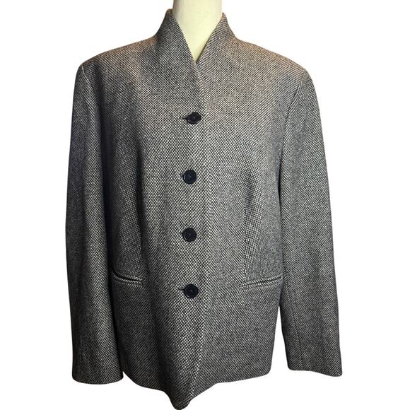 Lauren Ralph Lauren Wool Blend Shawl Collar Herringbone Jacket, Plus Size 16W - Picture 1 of 6